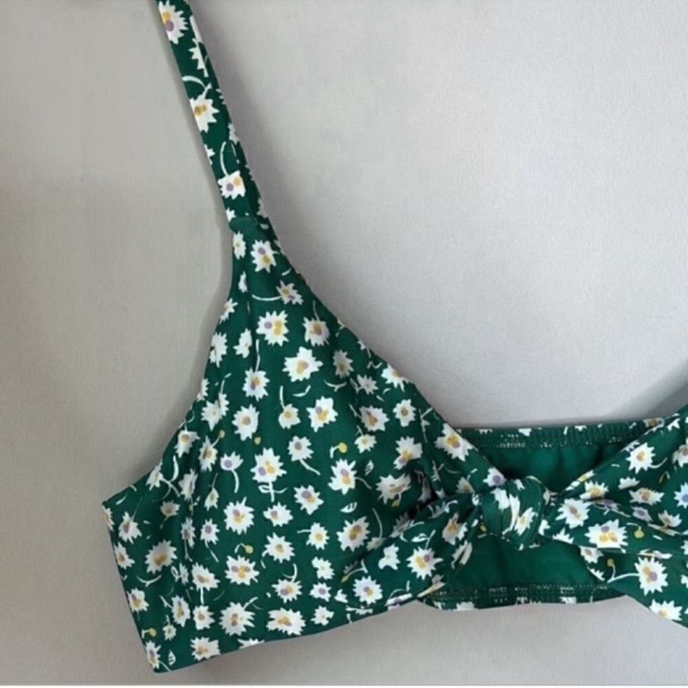 ModCloth Alyssa Bikini Top Green Floral